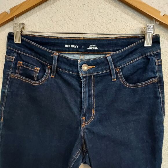 Old Navy 'Rock Star' Super Skinny Midrise Stretch Jeans Dark Wash Size 4 - Picture 4 of 9